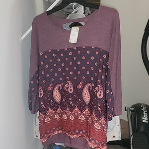 Suzanne Betro Purple and Red Paisley Blouse